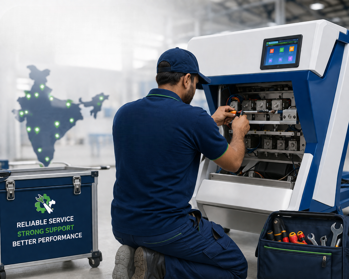 Divine Color Sorter service engineer at work